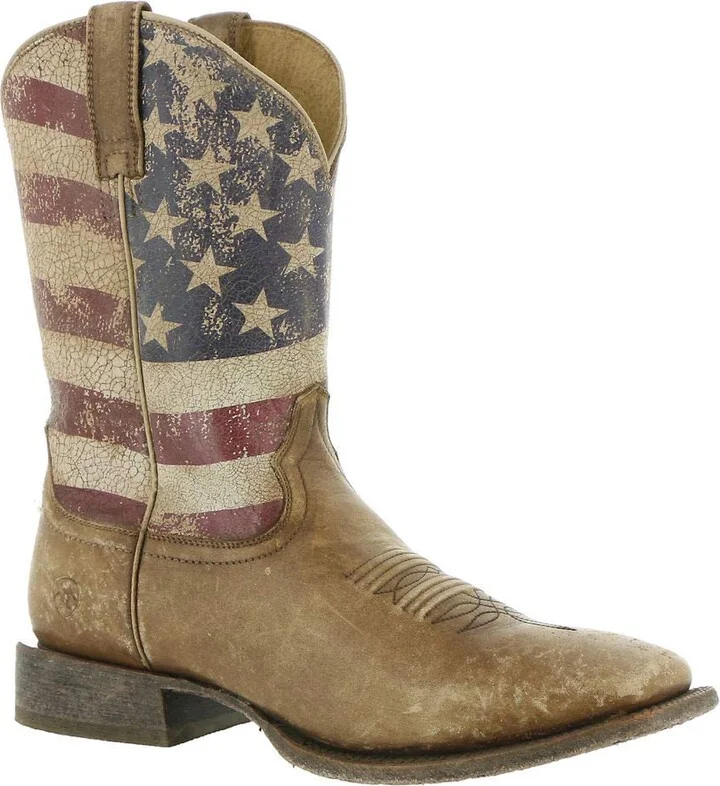 ARIAT BMVY9 Mens Circuit Proud Western Boot Naturally Distressed Brown/Distressed Flag 8 Wide