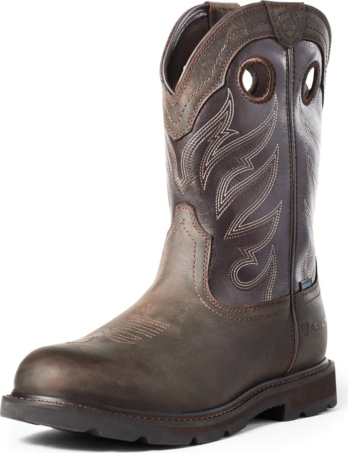 ARIAT BMVY9 Mens Groundwork Waterproof Work Boot Dark Brown/Bitter Brown 7.5 Wide