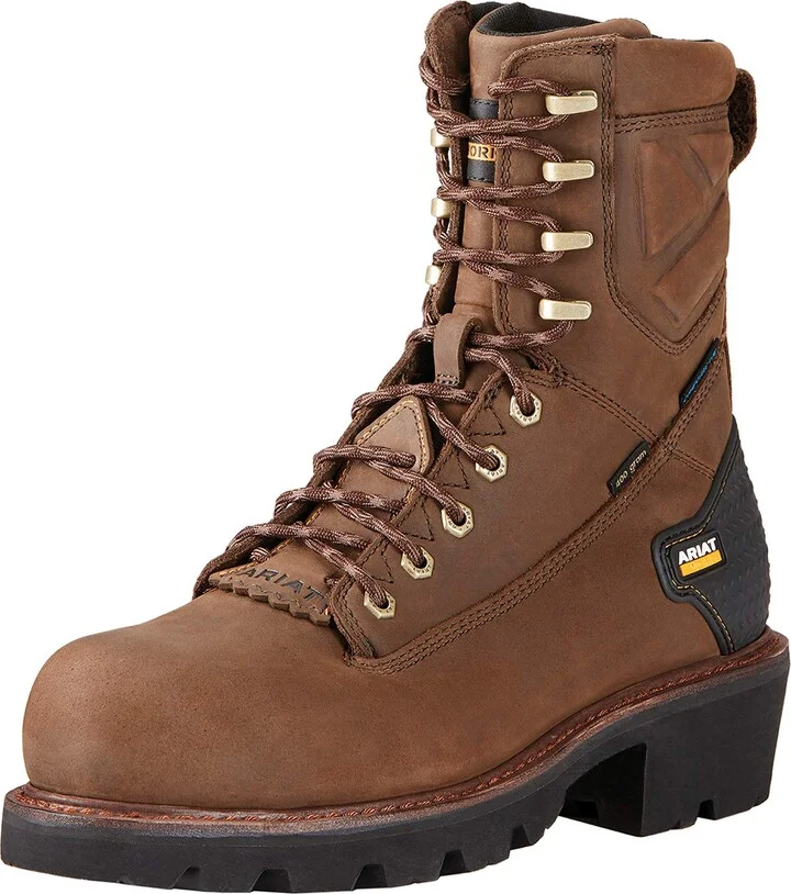 ARIAT BMVY9 Mens Powerline 8" Waterproof Work Boot Oiled Dark Brown 15 Wide