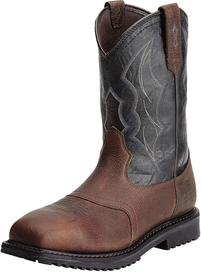 ARIAT BMVY9 Mens RigTek Wide Square Toe Waterproof Composite Toe Work Boot Oiled Brown/Black 8