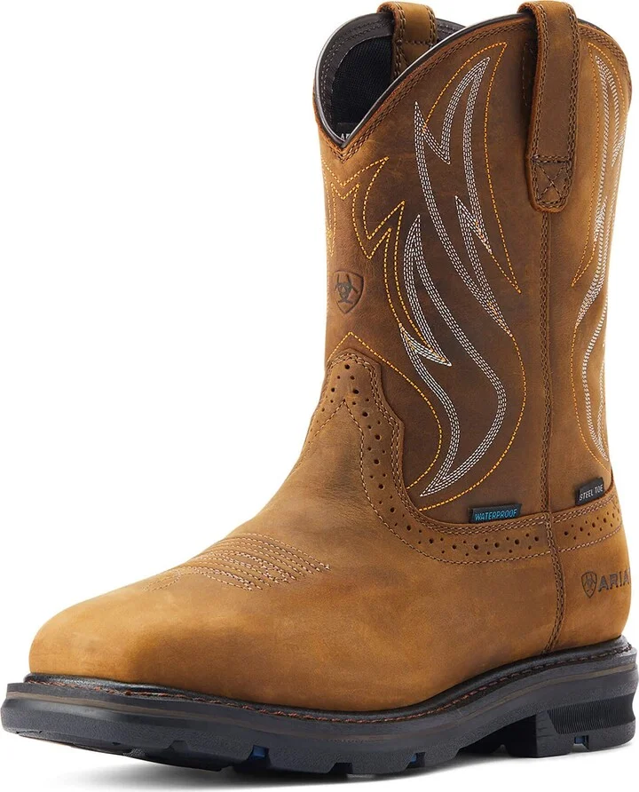 ARIAT BMVY9 Mens Sierra Shock Shield Waterproof Steel Toe Work Boot Distressed Brown 15 Wide