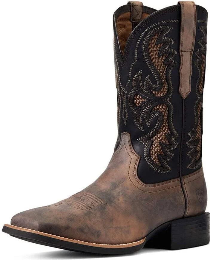 ARIAT BMVY9 Mens Sport Fresco VentTEK Western Boot Herd Brown/Black Ink 11.5