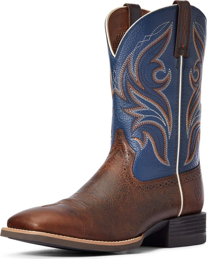 ARIAT BMVY9 Mens Sport Knockout Western Boot Dark Whiskey/Sheriff Blue 10