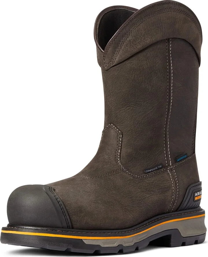 ARIAT BMVY9 Mens Stump Jumper Pull-On Waterproof Composite Toe Work Boot Iron Coffee 8