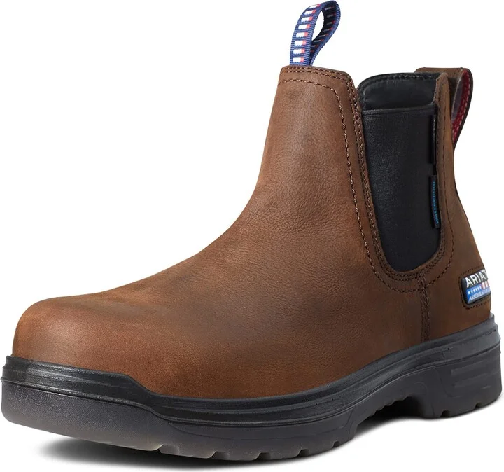 ARIAT BMVY9 Mens Turbo Chelsea USA Assembled Waterproof Carbon Toe Work Boot Barley Brown 11.5