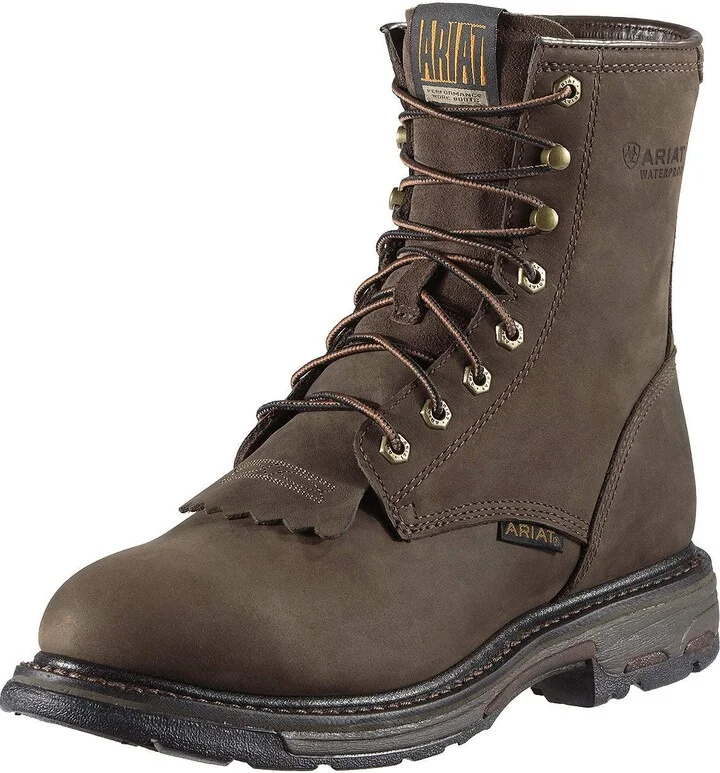 ARIAT BMVY9 Mens WorkHog 8" Waterproof Work Boot Oiled Dark Brown 8.5