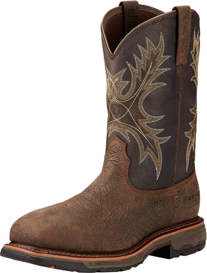 ARIAT BMVY9 Mens WorkHog Wide Square Toe Waterproof Composite Toe Work Boot Bruin Brown/Coffee 12 Narrow