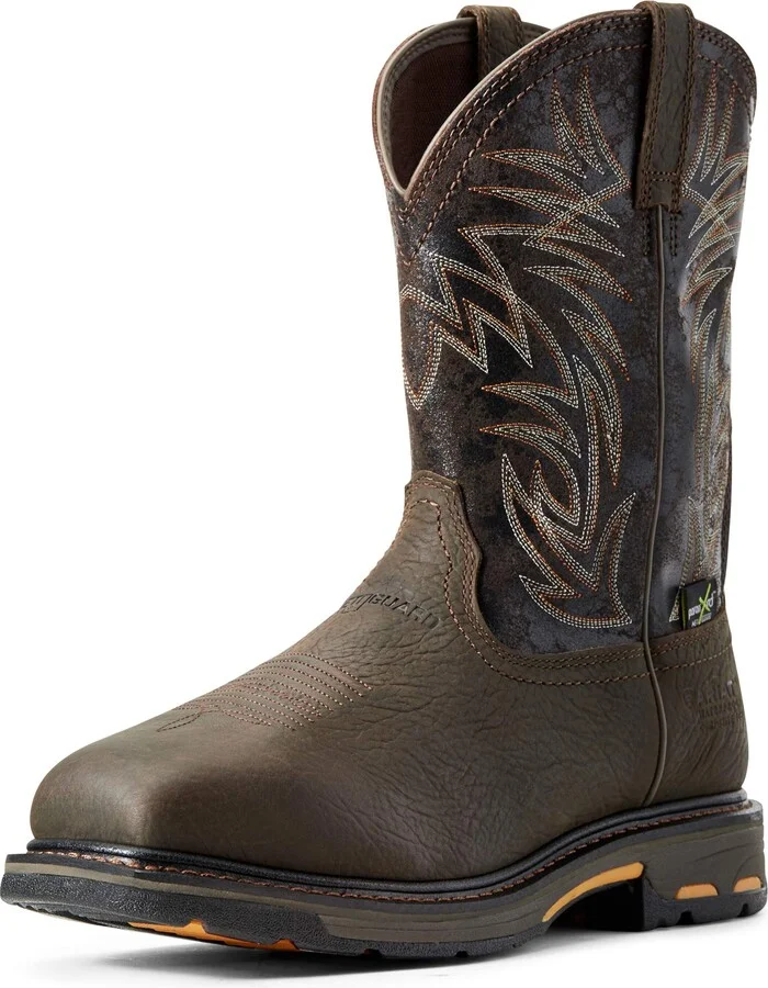 ARIAT BMVY9 Mens WorkHog Wide Square Toe Waterproof MetGuard Composite Toe Work Boot Bruin Brown/Crazy Black 14