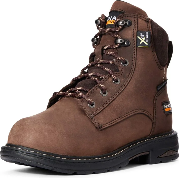 ARIAT BMVY9 Womens Casey 6" MetGuard Composite Toe Work Boot Oily Distressed Brown 6