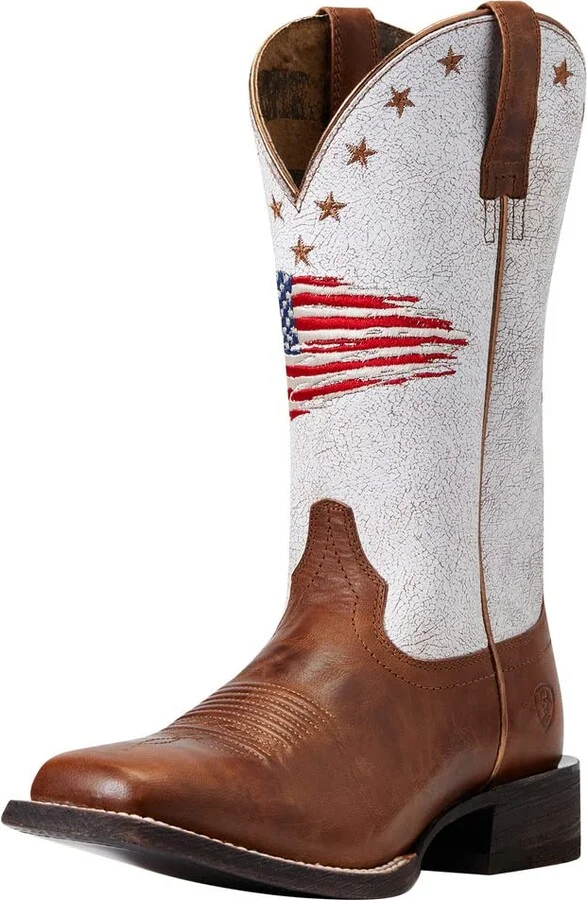 ARIAT BMVY9 Womens Circuit Patriot Western Boot Saddle Up/Crackled White 7