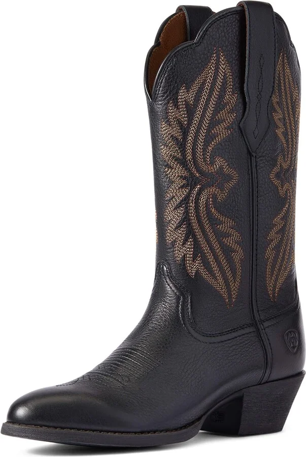 ARIAT BMVY9 Womens Heritage R Toe StretchFit Western Boot Black Deertan 12