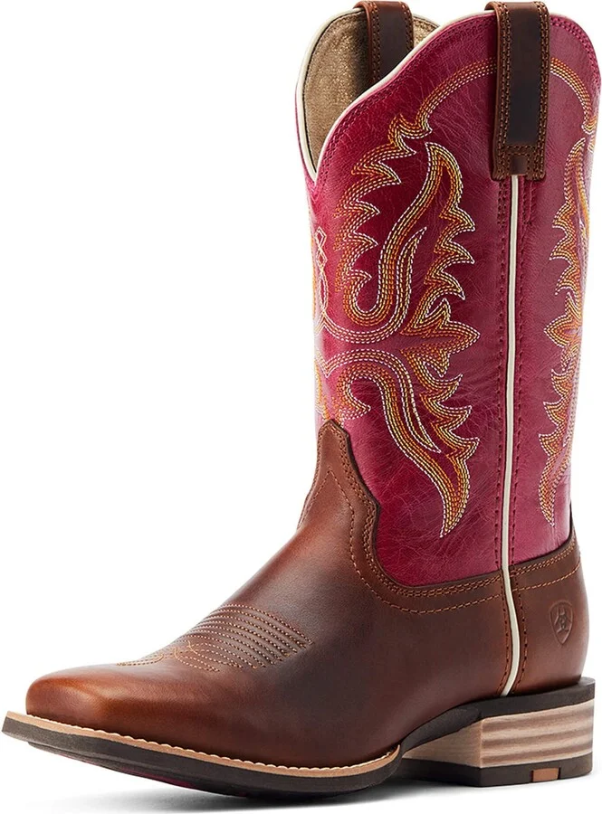 ARIAT BMVY9 Womens Olena Western Boot Vintage Caramel/Berry Rouge 8.5