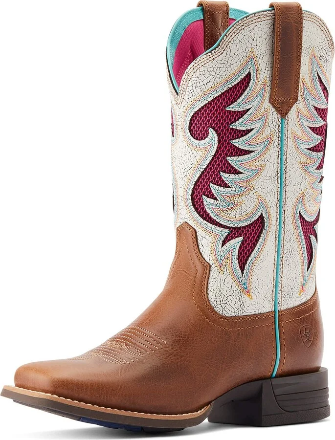 ARIAT BMVY9 Womens Pinto VentTEK™ 360° Western Boot Dark Tan/Distressed White 6