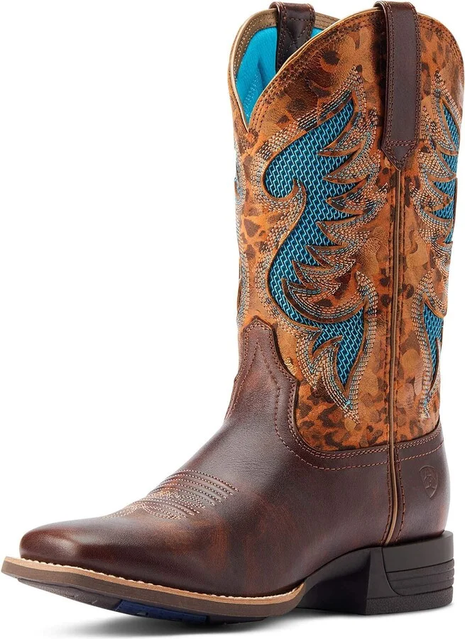 ARIAT BMVY9 Womens Pinto VentTEK™ 360° Western Boot Yukon Brown/Gilded Leopard 6.5