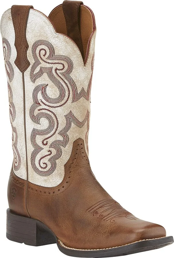 ARIAT BMVY9 Womens Quickdraw Western Boot Sandstorm/Distressed White 9.5 Wide