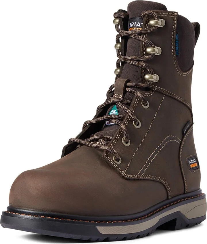 ARIAT BMVY9 Womens Riveter 8" CSA Glacier Grip Waterproof 400g Composite Toe Work Boot Dark Brown 10