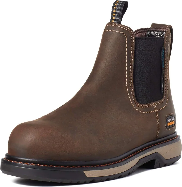 ARIAT BMVY9 Womens Riveter Chelsea CSA Waterproof Composite Toe Work Boot Dark Brown 7 Wide