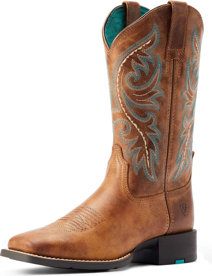 ARIAT BMVY9 Womens Round Up Back Zip Western Boot Desert Sand 6 Wide