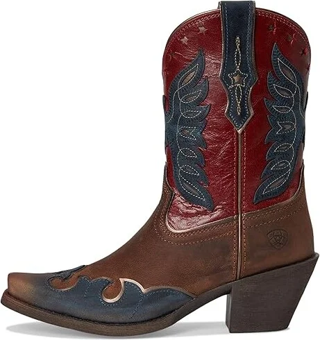 Ariat Bravery Western Women's Boots Cowboy Women's Boots Dusted Fresh Denim/Sassy Brown : 7.5 B - Medium, Leather - Image 6