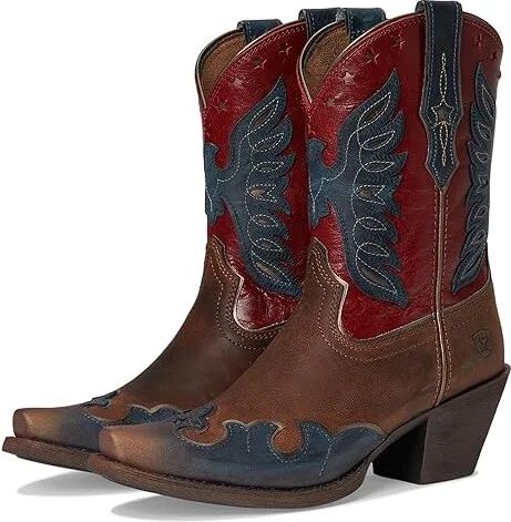 Ariat Bravery Western Women's Boots Cowboy Women's Boots Dusted Fresh Denim/Sassy Brown : 7.5 B - Medium, Leather