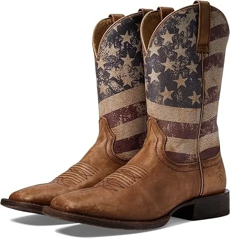 Ariat Circuit Proud Cowboy Boots Naturally Distressed Brown/Distressed Flag : 9 D - Medium, Leather