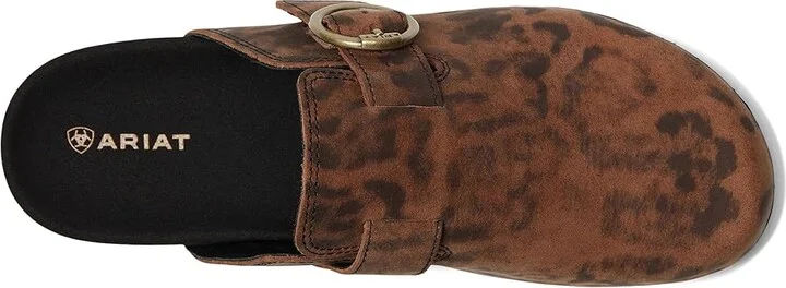 Ariat Country Mule Women's Flat Shoes Leopard Suede : 6 B - Medium, Leather/Rubber/Vinyl - Image 2