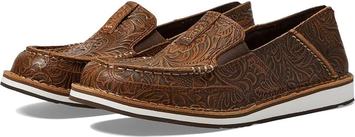 Ariat Cruiser Women's Slip on Shoes Brown Floral Emboss : 6 B - Medium, Leather/Suede/Textile