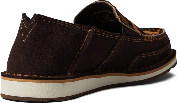 Ariat Cruiser Women's Slip on Shoes Chocolate Suede/Leopard Hair On : 6 B - Medium, Hair Calf/Leather/Suede - Image 4