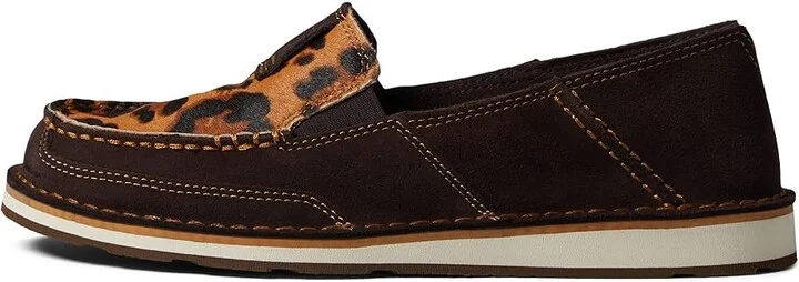 Ariat Cruiser Women's Slip on Shoes Chocolate Suede/Leopard Hair On : 6 B - Medium, Hair Calf/Leather/Suede - Image 5