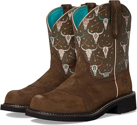 Ariat Fatbaby Heritage Farrah Western Women's Boots Cowboy Women's Boots Barley/Boho Skull Print : 6 B - Medium, Leather