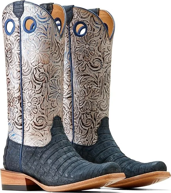 Ariat Futurity Boon Western Boots Women's Shoes Navy Sueded Caiman Belly : 6 B - Medium, Leather