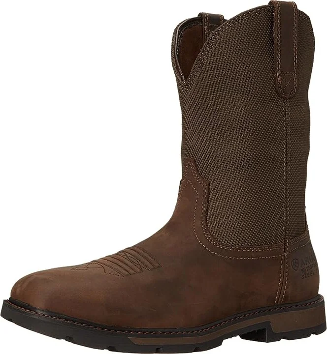 Ariat Groundbreaker Wide Square Toe H20 ST Cowboy Boots Palm Brown/Ballistic Brown : 7 D - Medium, Leather/Textile - Image 2