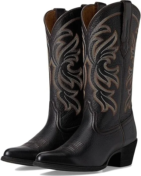 Ariat Heritage J Toe Stretchfit Western Boots Women's Shoes Black Deertan : 5.5 B - Medium, Leather