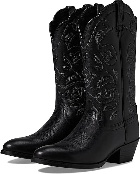 Ariat Heritage Western R-toe Cowboy Women's Boots Black Deertan : 5.5 B - Medium, Full Grain leather/Leather