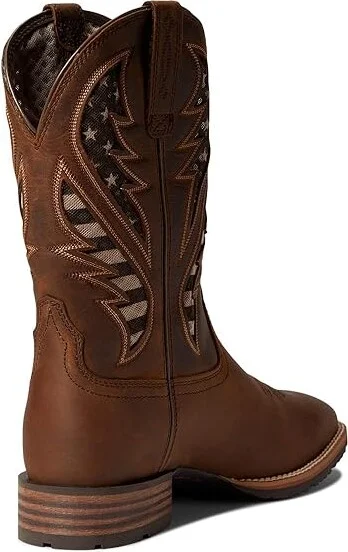 Ariat Hybrid VentTEK Cowboy Boots Distressed Brown/American Flag : 7 D - Medium, Textile/Leather - Image 4