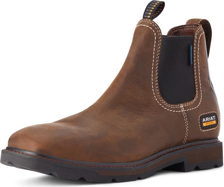 ARIAT Men’s Groundbreaker Chelsea Wide Square Toe Waterproof Work Boot