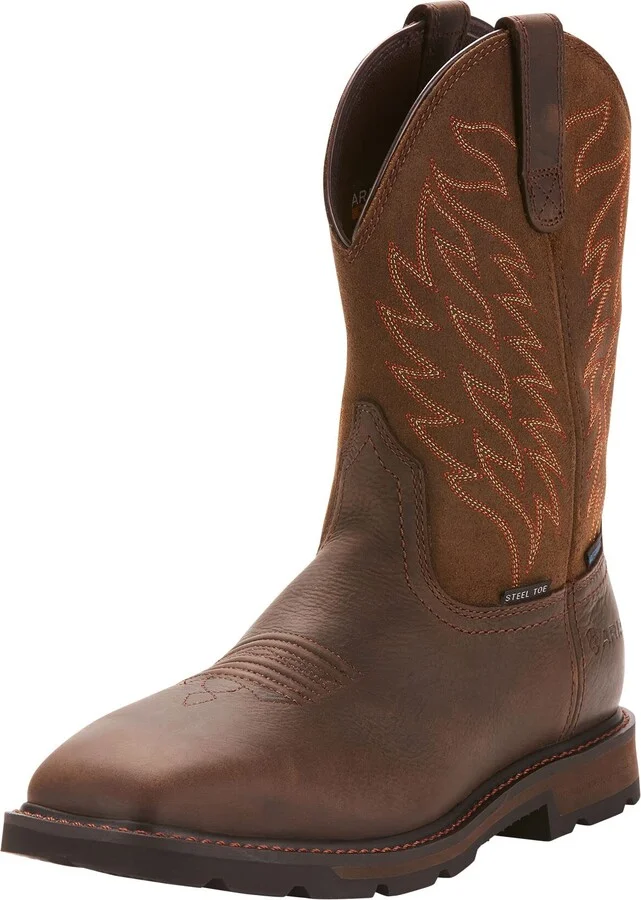 Ariat Men’s Groundbreaker Wide Square Toe Waterproof Work Boots – Steel Toe Boot