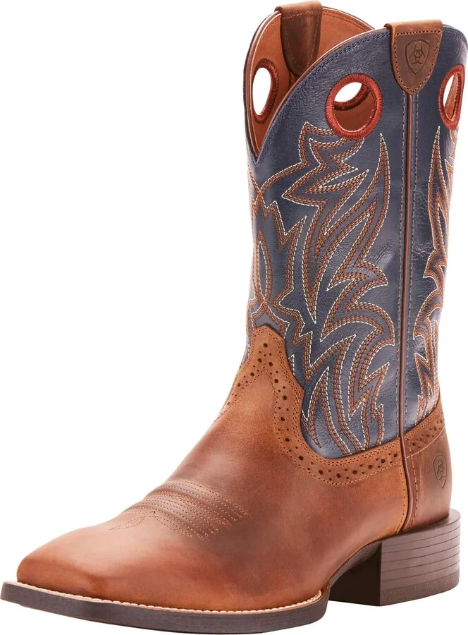 Distressed Brown/Solid Blue