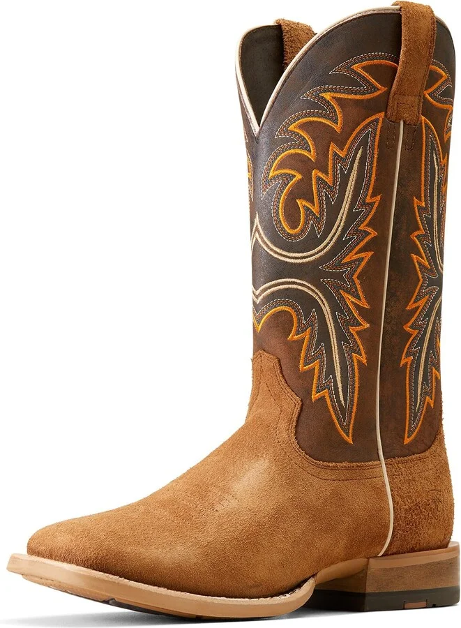 ARIAT Men's Brushrider Western Boot - Suntan Roughout/Rusty Brown