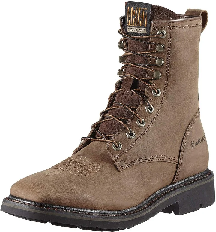 ARIAT Mens Cascade 8" Wide Square Toe Work Boot Alamo Brown 13