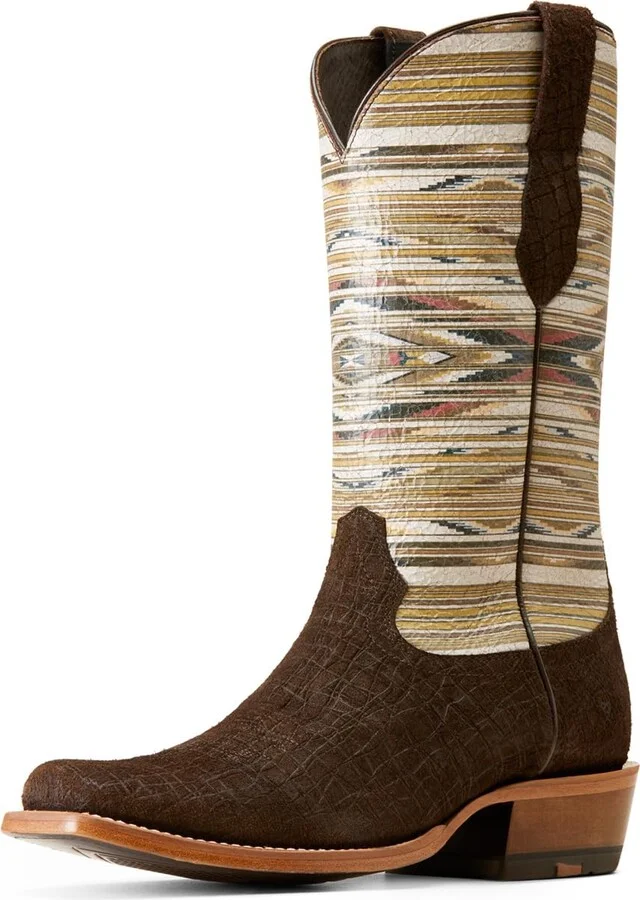 ARIAT Men's Futurity Chimayo Western Boot - Chocolate Hippo Print/Santa Fe Mustard