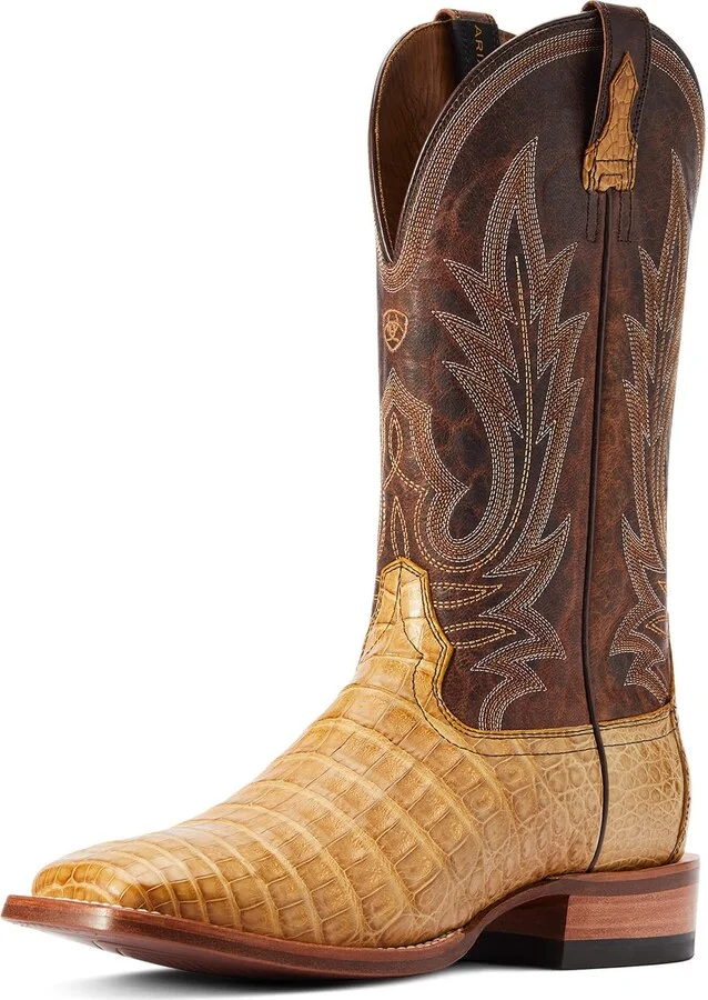 ARIAT Mens Gunslinger Western Boot Honeycomb Caiman Belly/Dark Brown 9.5 Wide
