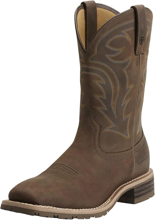 ARIAT Mens Hybrid Rancher Waterproof Western Boot Oily Distressed Brown 7 Wide