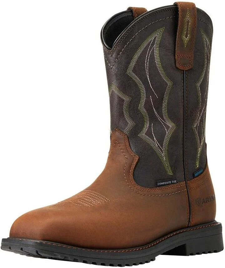 ARIAT Mens Mns Rigtek Wst H2o Ct Distrsd Brn/Blk Fire And Safety Boot