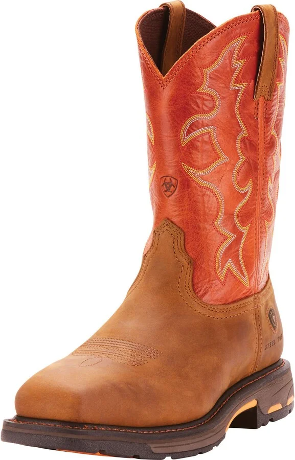 ARIAT Mens Mns Workhog Widsquretoe Dkearth/Brick St Fire And Safety Boot