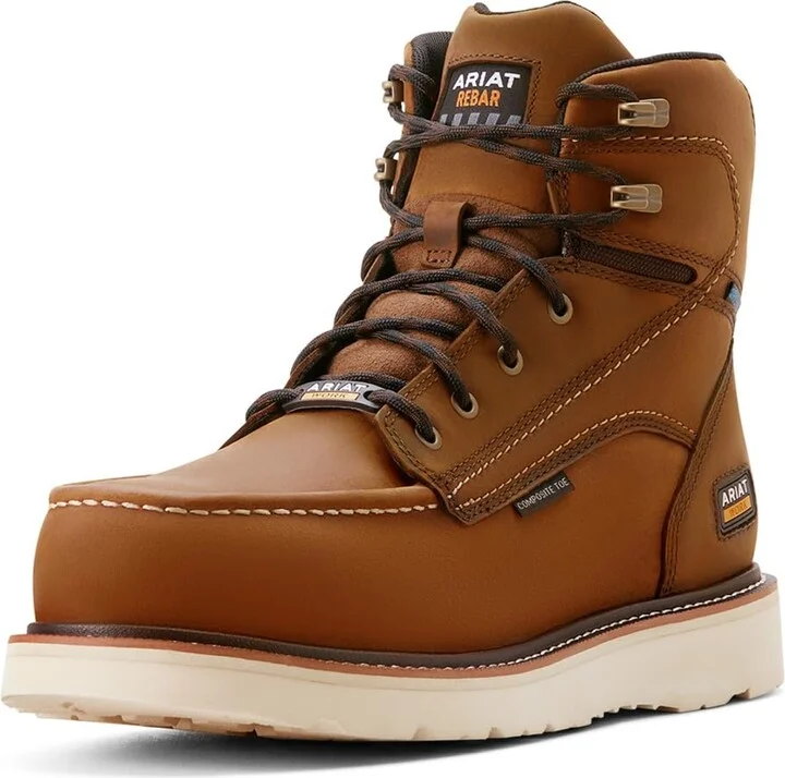 ARIAT Men's Rebar Wedge Moc Toe 6" Waterproof Composite Toe Work Boot
