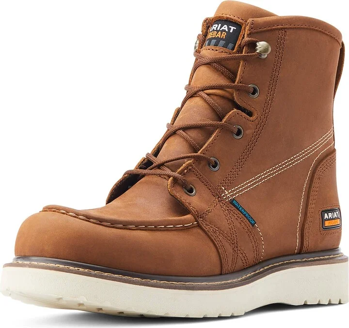 ARIAT Men's Rebar Wedge Moc Toe 6" Waterproof Work Boot - Aged Honey