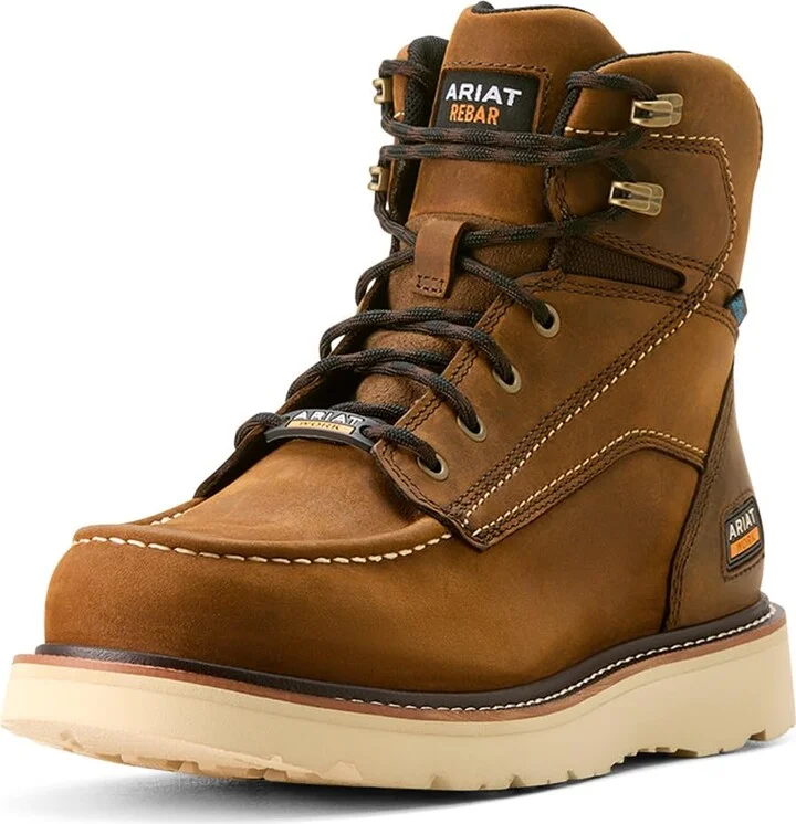 ARIAT Men's Rebar Wedge Moc Toe 6" Waterproof Work Boot