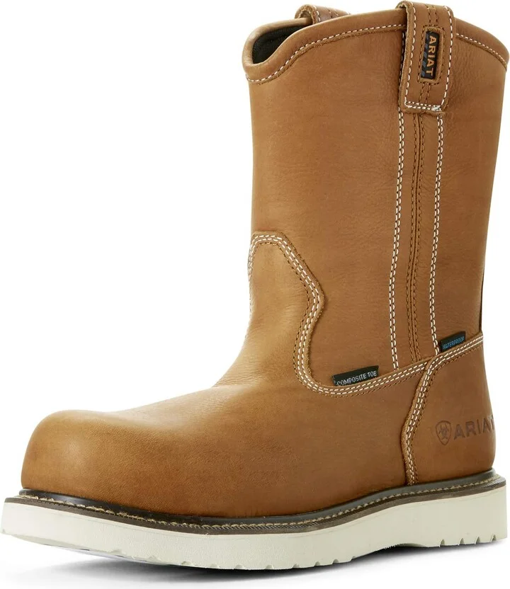 ARIAT Mens Rebar Wedge Pull-On Waterproof Composite Toe Work Boot Golden Grizzly 6.5 Wide