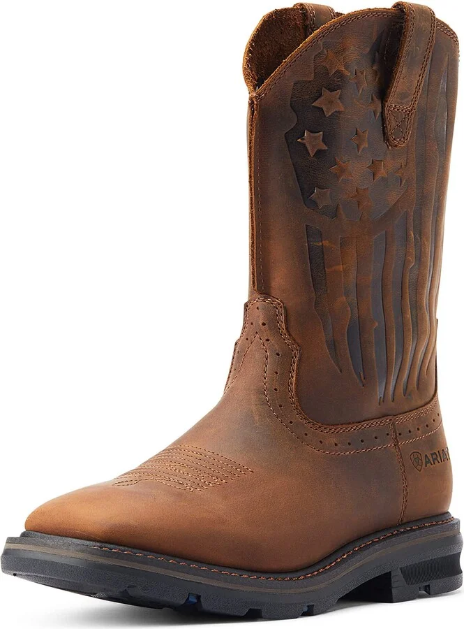 ARIAT Mens Sierra Shock Shield Patriot Work Boot Distressed Brown 10.5 Wide